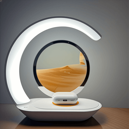 Fuvaya LED-Tischlampe - Innovative 3D-Sanduhr mit kabelloser Ladefunktion und LED-Nachtlicht