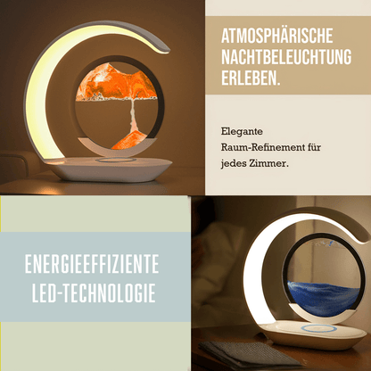Fuvaya LED-Tischlampe - Innovative 3D-Sanduhr mit kabelloser Ladefunktion und LED-Nachtlicht
