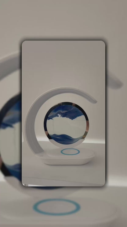 Fuvaya LED-Tischlampe - Innovative 3D-Sanduhr mit kabelloser Ladefunktion und LED-Nachtlicht